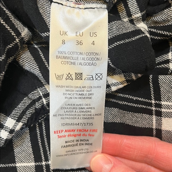 Asos Violet Romance Midi Dress Puff Sleeve Tiered Black White Plaid Check Size 4 - Picture 11 of 14